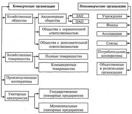 Организационно правовые организаций коммерческие организации